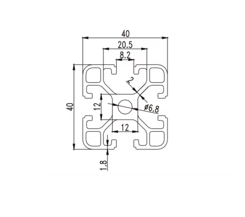 12x OZ4040 Black Anodized 6063-T5 Aluminium Extrusion T-Slot Profile